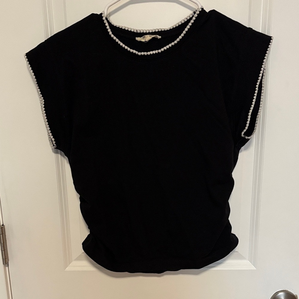 Madewell Black Top with White Trim